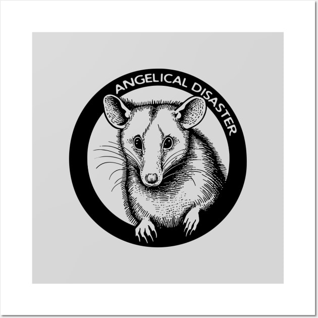 Angelical Disaster vintage opossum black Wall Art by theMstudio